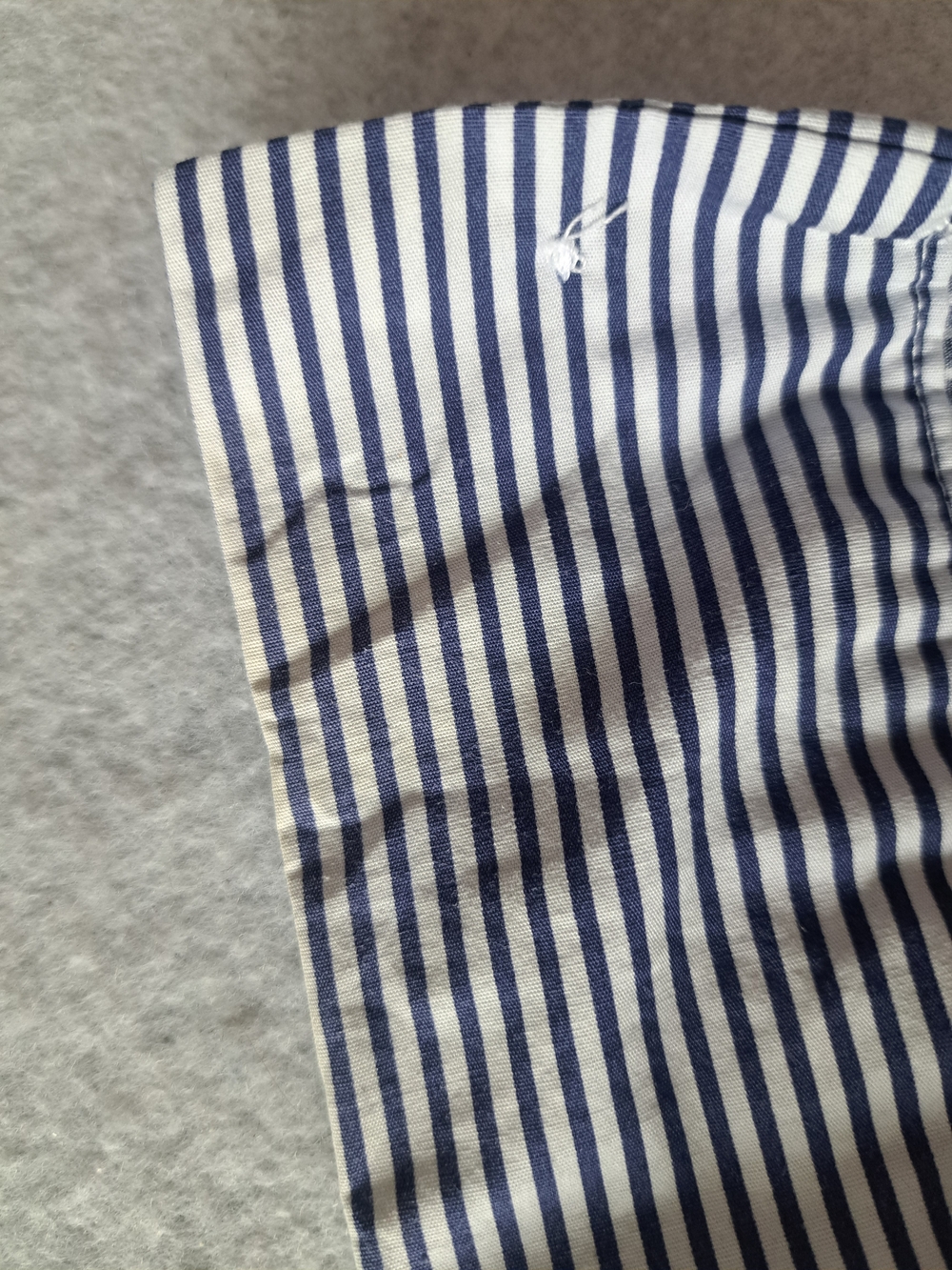H&M 100% Cotton Navy Blue and White Striped Off-Shoulder Button-Down Shirt - Picture 14 of 14